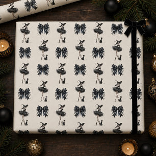 Papel De Regalo Merry Witchmas Deluxe - Bruja Gótica y Cinta
