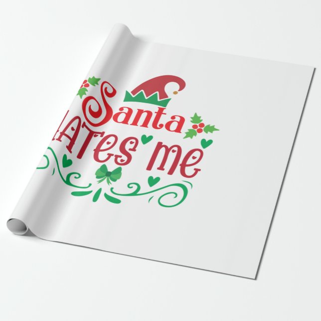 Papel De Regalo Merry Xmas Santa me odia (Desenrollado)