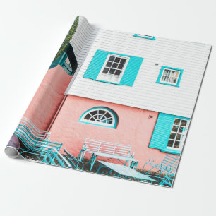 Papel De Regalo MESA verde azulada Y GRIS Y BENCH JUNTO A BLANCO Y