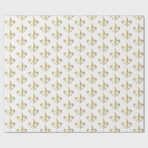 Papel De Regalo Metálico cincelado Oro Herálico Fleur de lis París