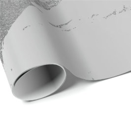 Papel De Regalo Metálico Gris plateado Strokes Marble Glam brillan