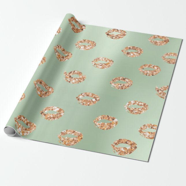 Papel De Regalo Metálico Mint Green Tiffany 3D Rosa Gold Copper (Desenrollado)
