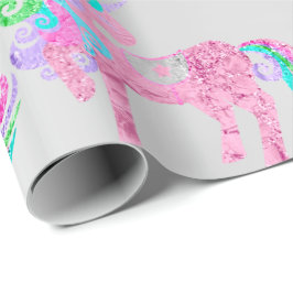Papel De Regalo Metalizado de agua rosada de unicornio espárricame