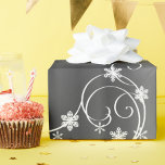 Papel De Regalo Metallic Grey, White Swirls Christmas<br><div class="desc">A festive pattern of large white swirls,  snowflakes and stars scattered over a metallic grey background,  to add an elegant touch to your Christmas gift wrapping these holidays.</div>