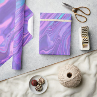 Papel De Regalo Metallic Iridescent Rainbow Pink Aqua Purple 