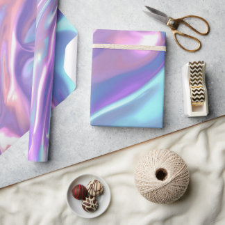 Papel De Regalo Metallic Iridescent Rainbow Pink Aqua Purple 