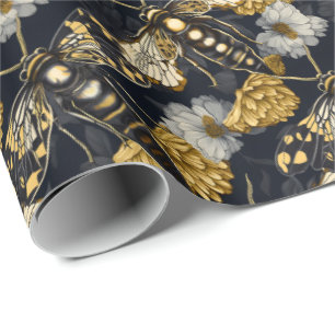 Papel De Regalo Metas y Marigoldes Amarillo y Gótico Negro