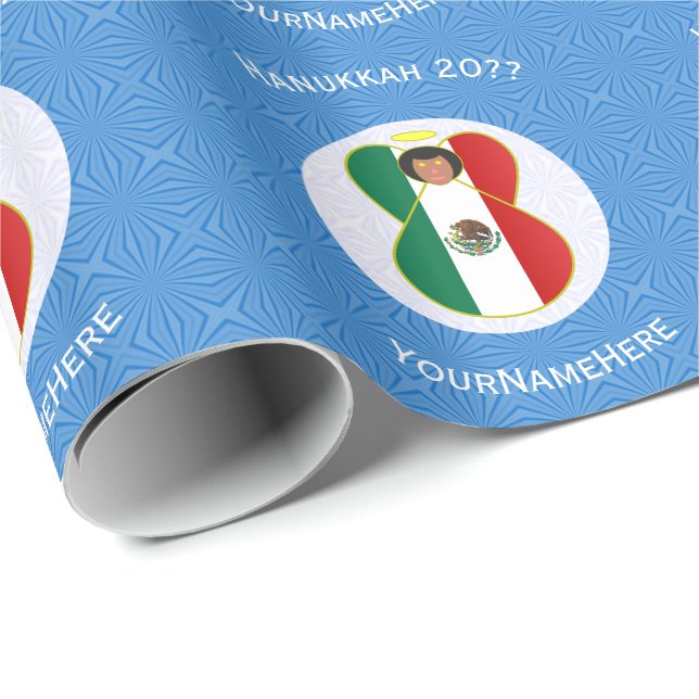 Papel De Regalo Mexican Angel Hanukkah Flag Personalized  (Esquina del rollo)