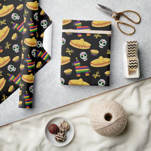 Papel De Regalo Mexican Fiesta & Día de Muertos Wrapping Paper (Artesanía)