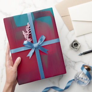 Papel De Regalo Mezcla abstracta roja y azul verdoso