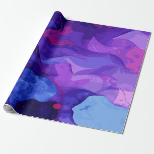 Papel De Regalo Mezcla de colores abstractos azules y púrpuras mel
