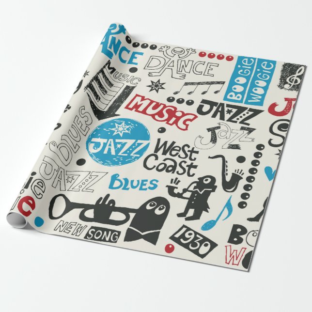 Papel De Regalo mezcla de doodle de jazz (Desenrollado)