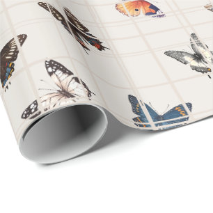 Papel De Regalo Mezcla de mariposas beige