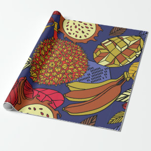 Papel De Regalo Mezcla tropical exótica de frutas. Naturaleza flo