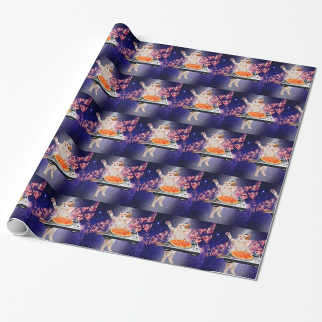 Papel De Regalo Mezclador conmutable de gato DJ (Desenrollado)