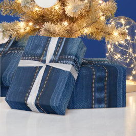 Papel De Regalo Mezclilla Azul Rústica Parcheada