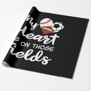 Papel De Regalo Mi corazón está en béisbol fútbol soccer fútbol am