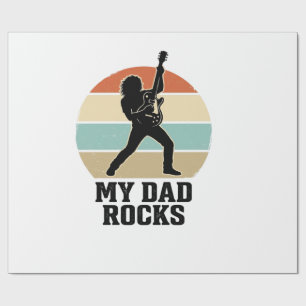 Papel De Regalo Mi Papá Rocks Camiseta Diseño Atardecer Guitarra V