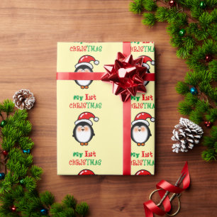 Papel De Regalo Mi Primer Navidad Pingüino Adorable