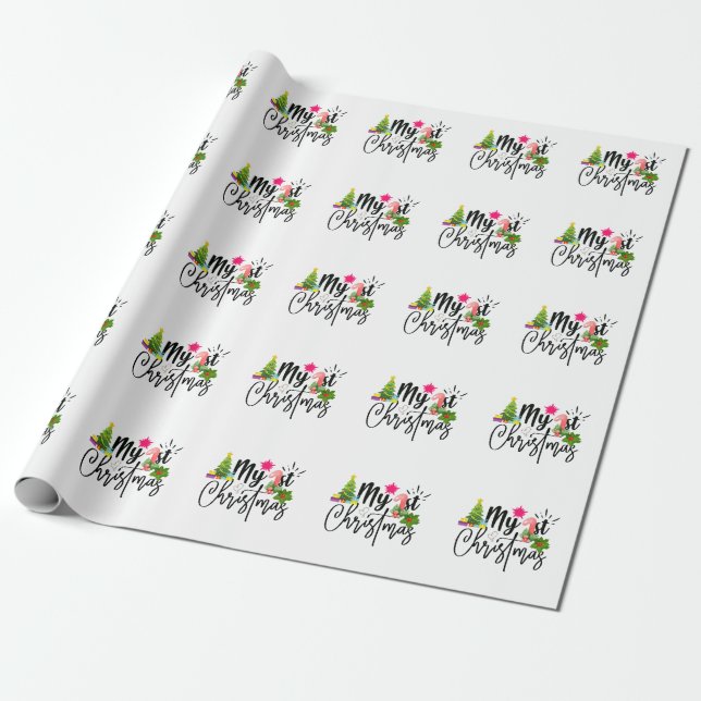 Papel De Regalo mi primera fiesta de navidad traje de bebé (Desenrollado)