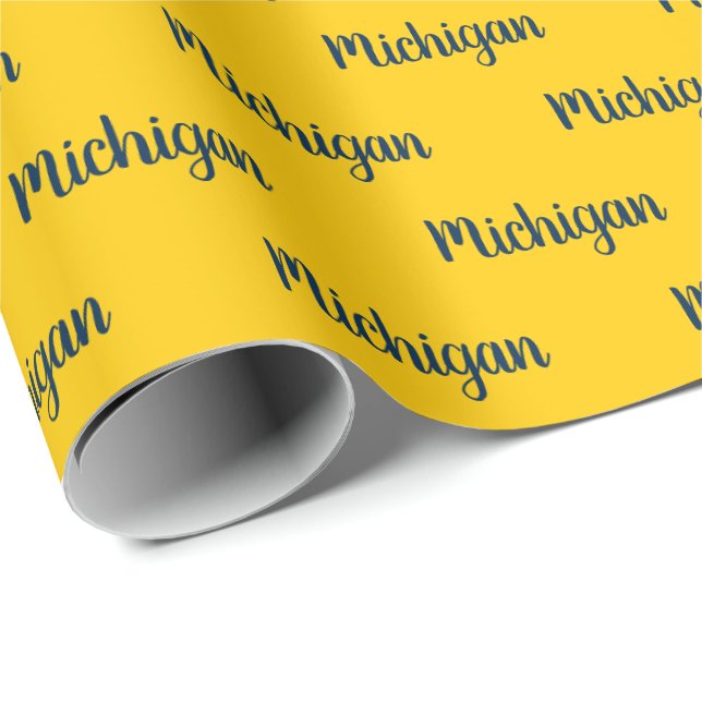 Papel de regalo Michigan Maize y Blue (Esquina del rollo)