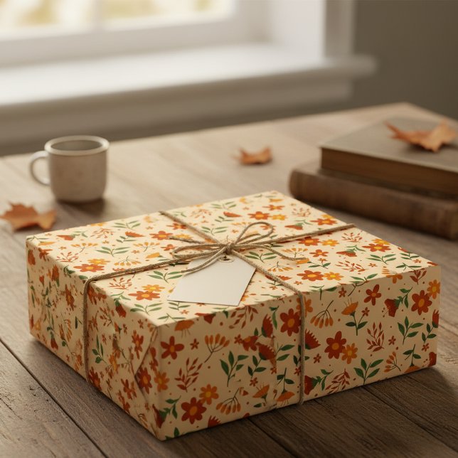 Papel De Regalo Micro Autumnal Flower and Leaf Pattern Gift Wrap  (Subido por el creador)