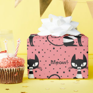 Papel De Regalo ¡Mid Century Meow! Cucharas atómicas retro envol