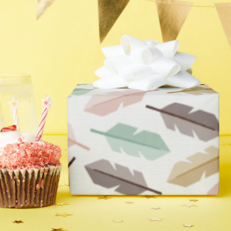 Papel De Regalo Mid-Century Modern Retro Feathers Wrapping Paper