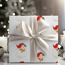 Papel De Regalo Mid Century Vintage Jolly Santa Claus