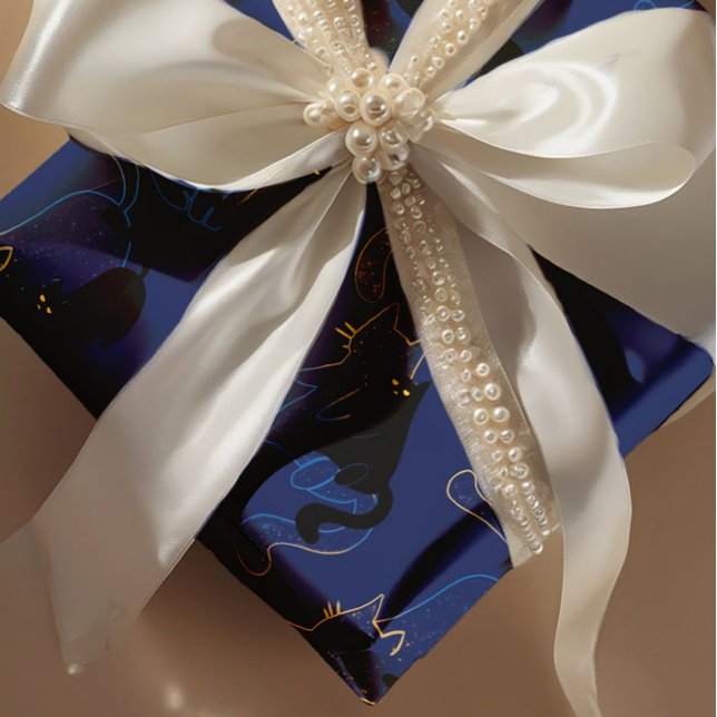 Papel De Regalo Midnight Black Cats– modern minimal Pattern (Subido por el creador)