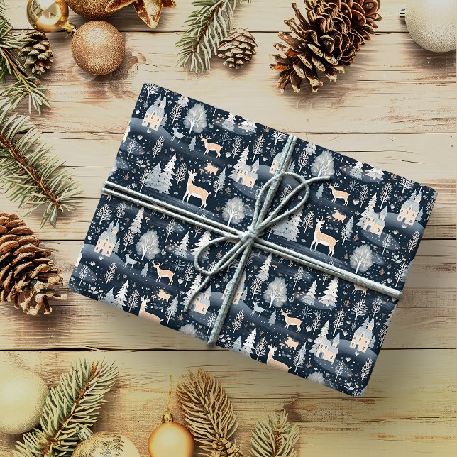 Papel De Regalo Midnight Blue Snowley Village (Subido por el creador)