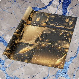 Papel De Regalo Midnight Gold Champagne Dreams New Year Glittering