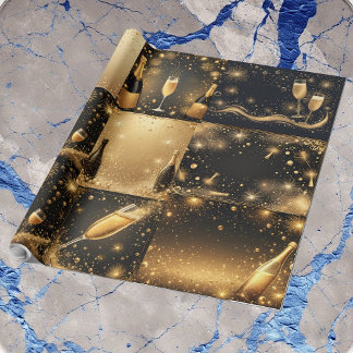 Papel De Regalo Midnight Gold Champagne Dreams New Year Glittering