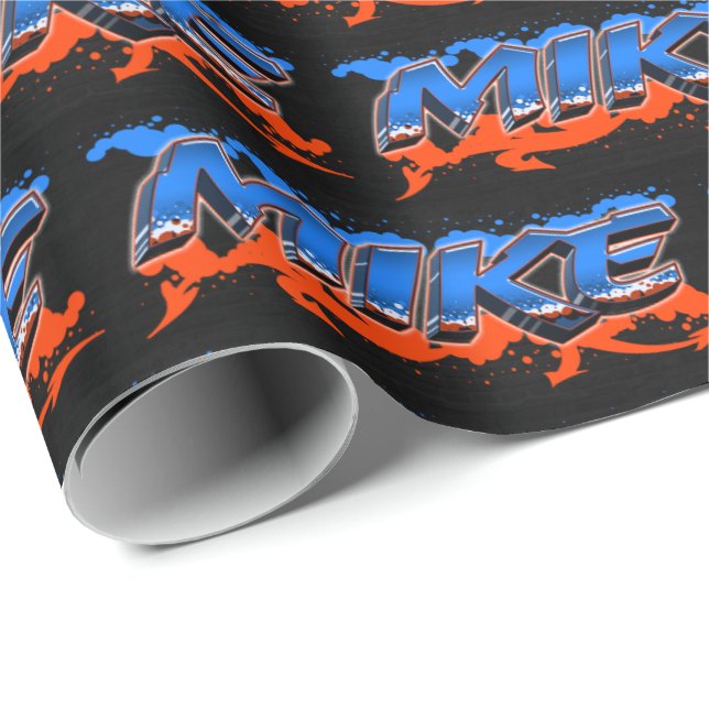 Papel De Regalo Mike Vorname Name Graffiti blue orange (Esquina del rollo)