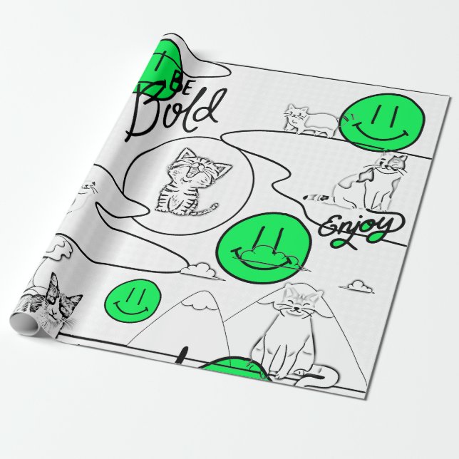 Papel De Regalo Mikitiez meow fiesta de verano (Desenrollado)