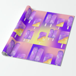 Papel De Regalo Mikitiez verano arcoiris púrpura pala de oro