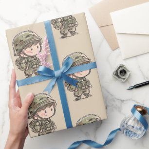 Papel de Regalo Militar Chibi Commando