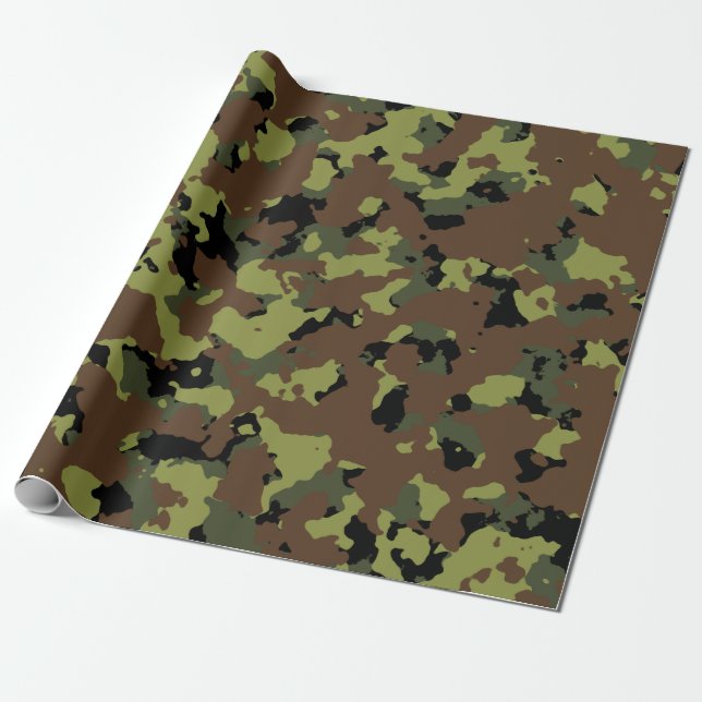 Papel De Regalo Militares Camo del verde de musgo (Desenrollado)