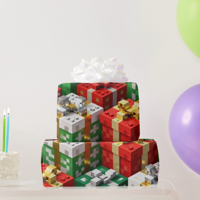 Papel De Regalo Minecraft Style Christmas Present Box Gift Wrap (Regalos de fiesta)
