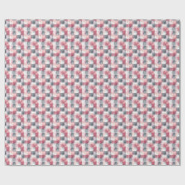 Papel De Regalo Mini Abstract Cuadros Rosado y Gris