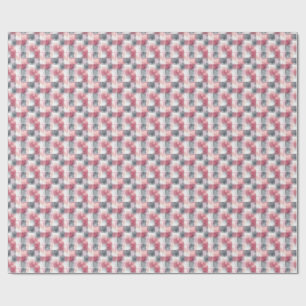Papel De Regalo Mini Abstract Cuadros Rosado y Gris