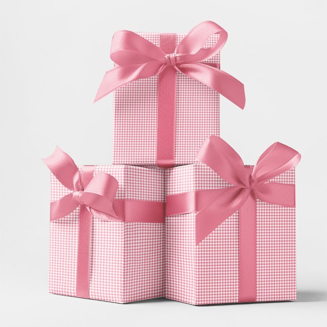 Papel De Regalo Mini Cuadro de Cuadros Rosa (Mini Pink Gingham Check Wrapping Paper)