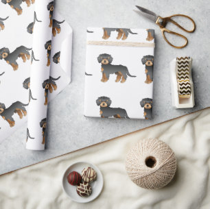 Papel De Regalo Mini Goldendoodle de dibujos animados de color neg