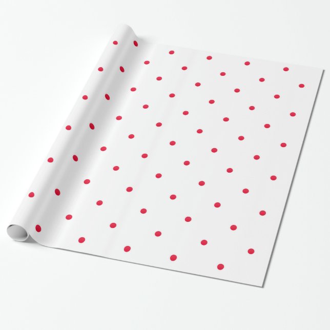 Papel De Regalo Mini puntos de polka color rojo (Desenrollado)