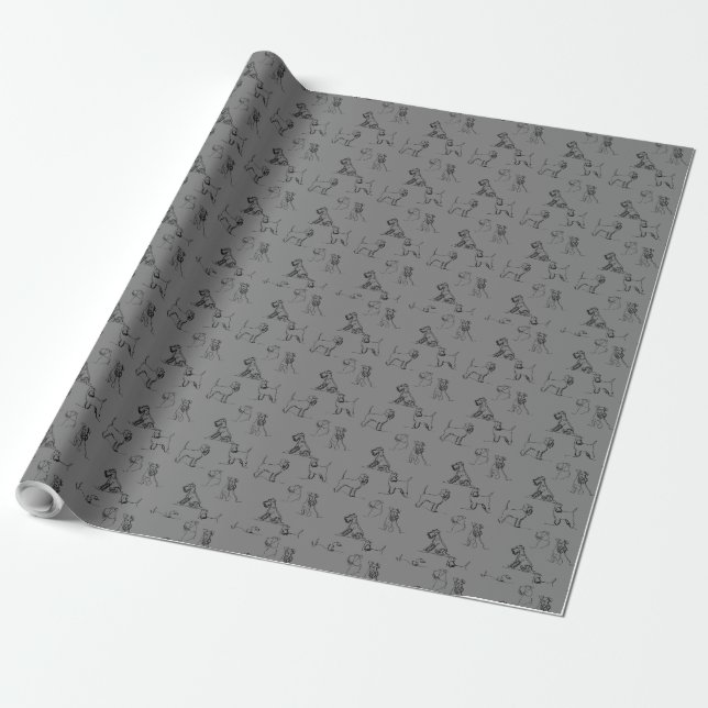 Papel De Regalo Miniature Schnauzer Gris (Desenrollado)