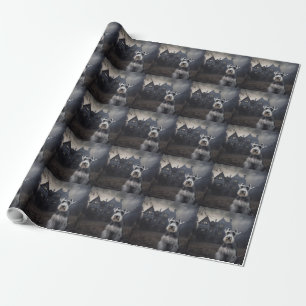 Papel De Regalo Miniature Schnauzer Halloween Aterrador
