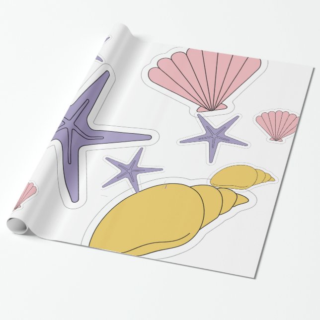 Papel De Regalo Mínima Cuta Bajo Los ilustraciones Marinos (Desenrollado)