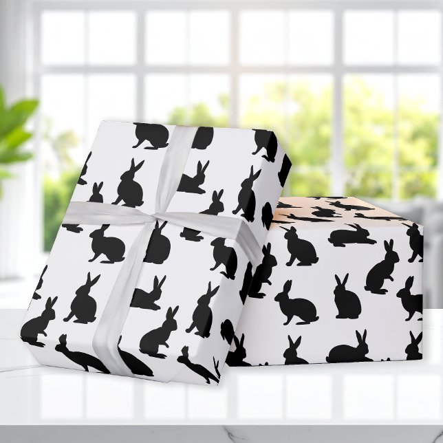 Papel De Regalo Minimal Black And White Easter Bunny Pattern (Subido por el creador)