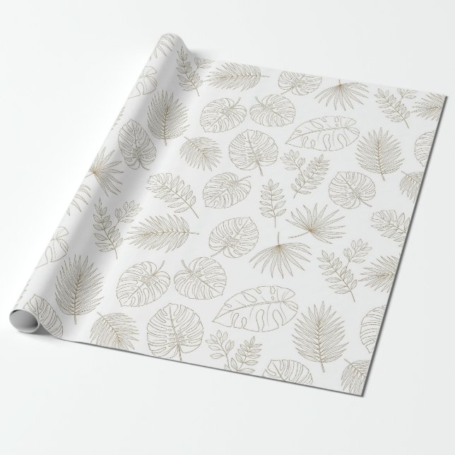 Papel De Regalo Minimal Botanical Line Art Pattern (5) (Desenrollado)