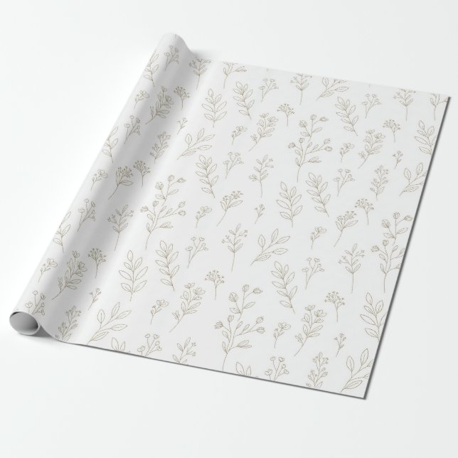 Papel De Regalo Minimal Botanical Line Art Pattern (9) (Desenrollado)